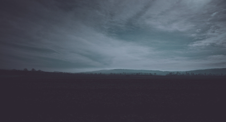 Rural landscape view by night