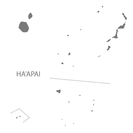 Haapai map of Tonga grey illustration shapeのイラスト素材