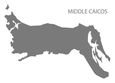 Middle Caicos map of Turks and Caicos Islands grey illustration shapeのイラスト素材