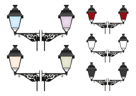 Old historic street lamps vector illustrationのイラスト素材