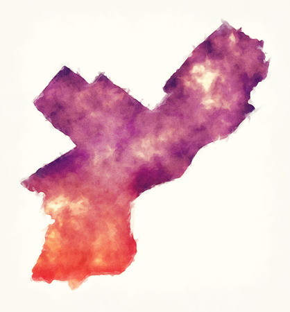 Philadelphia city watercolor map in front of a white backgroundの写真素材