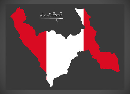 La Libertad map with Peruvian national flag illustrationのイラスト素材