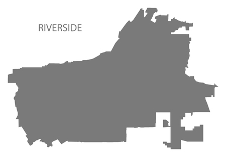 Riverside California city map grey illustration silhouette shapeのイラスト素材