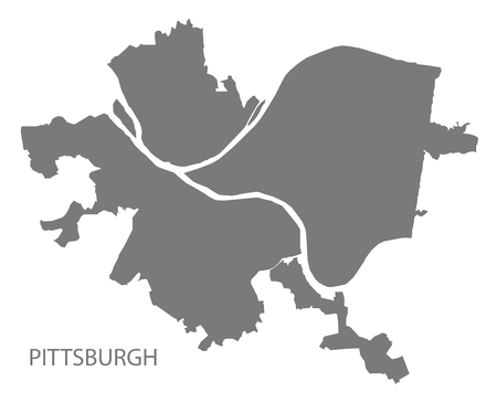 Pittsburgh Pennsylvania city map grey illustration silhouette shapeのイラスト素材