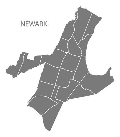 Newark New Jersey city map with neighborhoods grey illustration silhouette shapeのイラスト素材