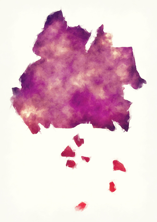 West Singapore region watercolor map in front of a white backgroundの写真素材