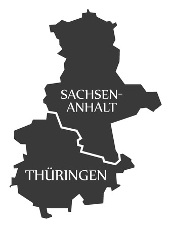 Saxony Anhalt - Thuringia federal states map of Germany black with titlesのイラスト素材