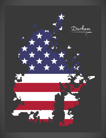 Durham North Carolina City map with American national flag illustrationのイラスト素材