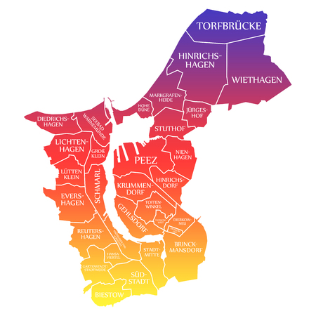 Rostock City Map Germany DE labelled rainbow colored illustrationの写真素材