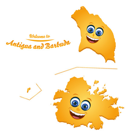 Welcome to Antigua and Barbuda smiley map illustrationのイラスト素材
