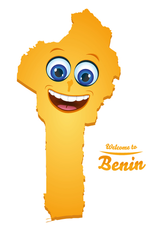 Welcome to Benin happy face map illustrationのイラスト素材