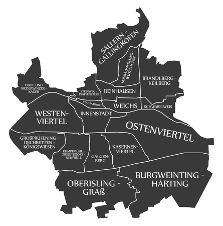 Regensburg City Map Germany DE labelled black illustrationのイラスト素材