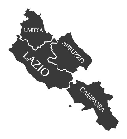 Umbria - Lazio - Abruzzo - Campania region map Italyのイラスト素材