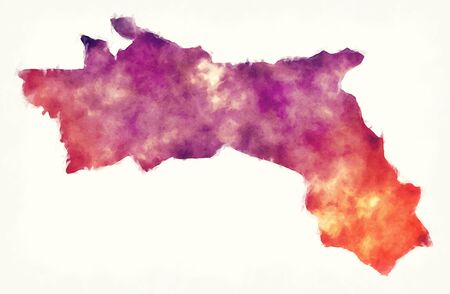 Hadjer-Lamis region watercolor map of Chadの写真素材