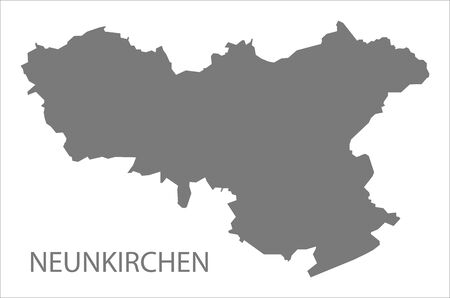 Neunkirchen grey county map of Saarland Germany DEのイラスト素材
