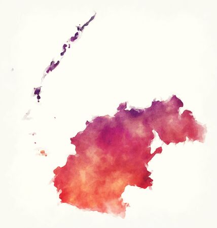Western Fiji Island watercolor map illustrationの写真素材