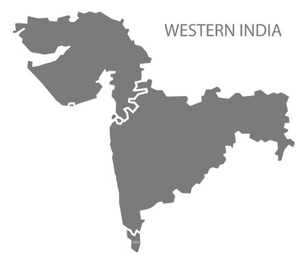 Western India gray region map illustrationのイラスト素材