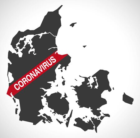 Denmark map with Coronavirus warning illustrationのイラスト素材