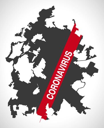 Austin Texas city map with Coronavirus warningのイラスト素材