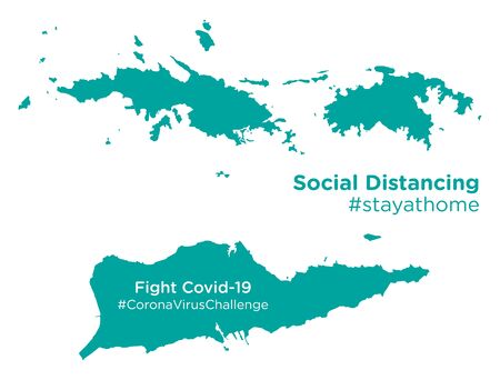 US Virgin Islands map with Social Distancing stayathome tagのイラスト素材