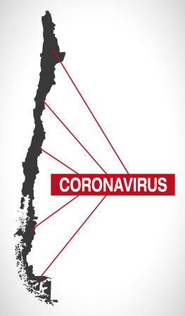 Chile map with Coronavirus warning illustrationのイラスト素材