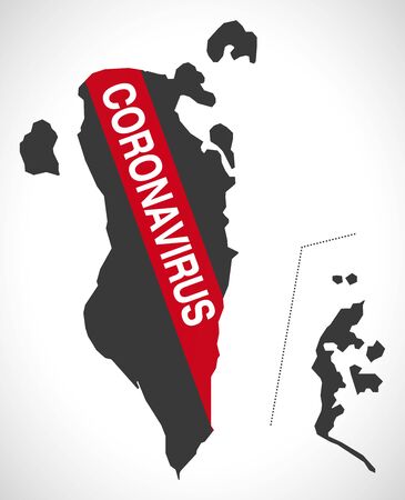 Bahrain map with Coronavirus warning illustrationのイラスト素材