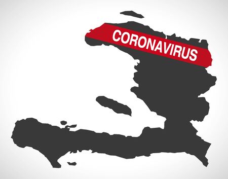 Haiti map with Coronavirus warning illustrationのイラスト素材
