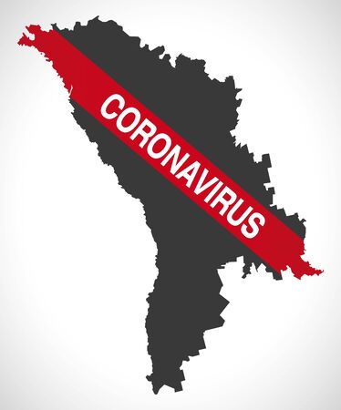 Moldova map with Coronavirus warning illustrationのイラスト素材