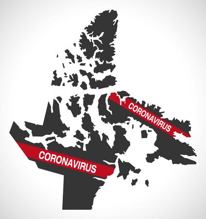 Nunavut CANADA map with Coronavirus warning illustrationのイラスト素材