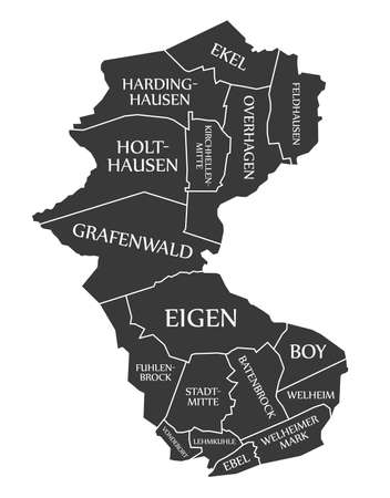 Bottrop City Map Germany DE labeled black illustrationのイラスト素材