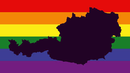 Austria LGBT map with rainbow color flagの写真素材