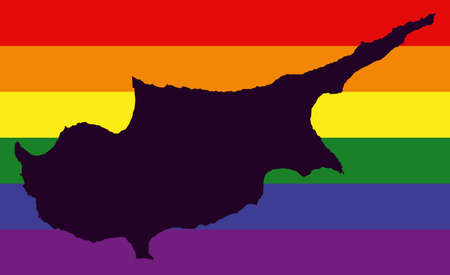 Cyprus LGBT map with rainbow color flagの写真素材