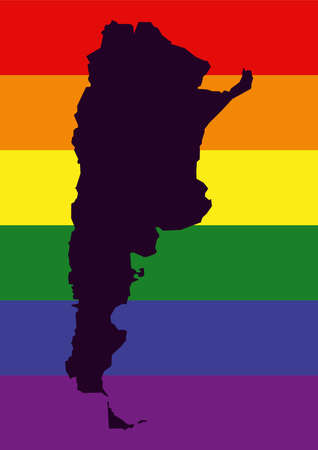 Argentina LGBT map with rainbow color flagの写真素材