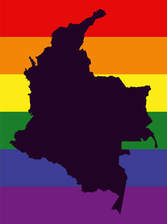 Colombia LGBT map with rainbow color flagの写真素材