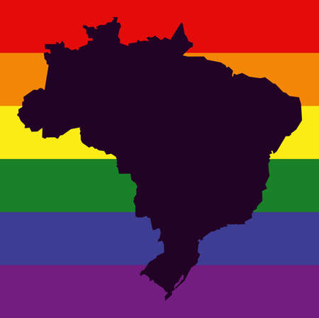 Brazil LGBT map with rainbow color flagの写真素材