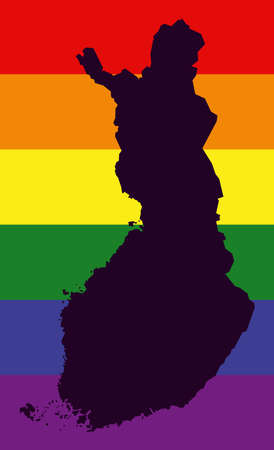 Finland LGBT map with rainbow color flagの写真素材