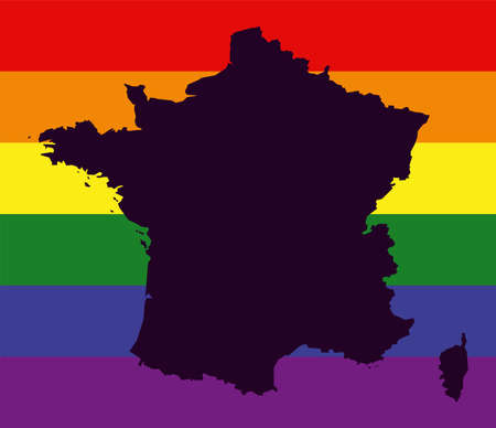 France LGBT map with rainbow color flagの写真素材