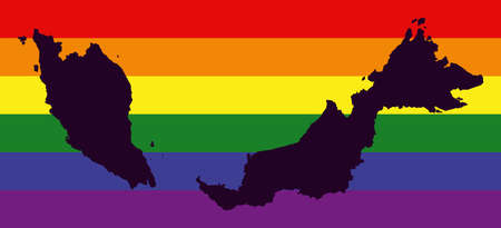 Malaysia LGBT map with rainbow color flagの写真素材