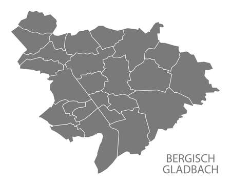Modern City Map - Bergisch Gladbach city of Germany with districts gray DEのイラスト素材