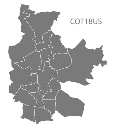 Modern City Map - Cottbus city of Germany with districts gray DEのイラスト素材