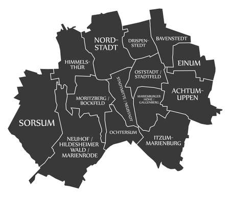 Hildesheim City Map Germany DE labeled black illustrationのイラスト素材