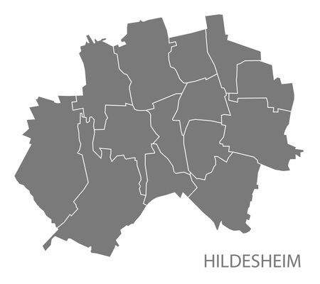 Modern City Map - Hildesheim city of Germany with districts gray DEのイラスト素材