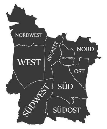 Erlangen City Map Germany DE labeled black illustrationのイラスト素材