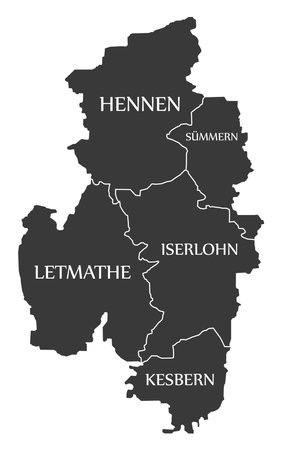 Iserlohn City Map Germany DE labeled black illustrationのイラスト素材