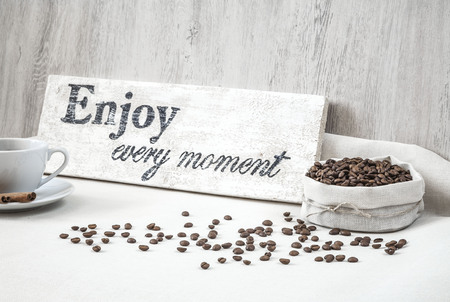 Coffee Beans With Cup Of Coffeeの写真素材