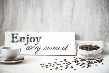 Coffee Beans With Cup Of Coffeeの写真素材