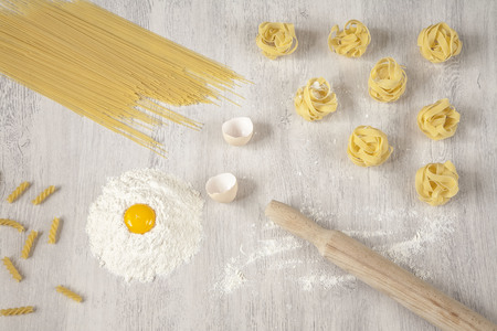 Some ingredients for homemade pastaの写真素材