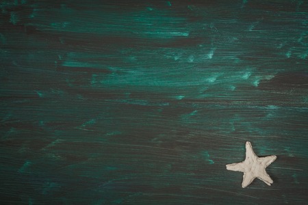 Sea background. Sea shells on the wooden deskの写真素材