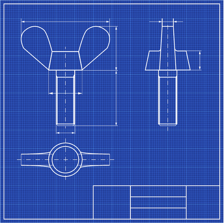 Blueprints. Mechanical engineering drawings of gear. Cover. Banner. Technical Design White and blueのイラスト素材