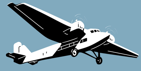 Retro aircscrew plane, aviation design illustration vector